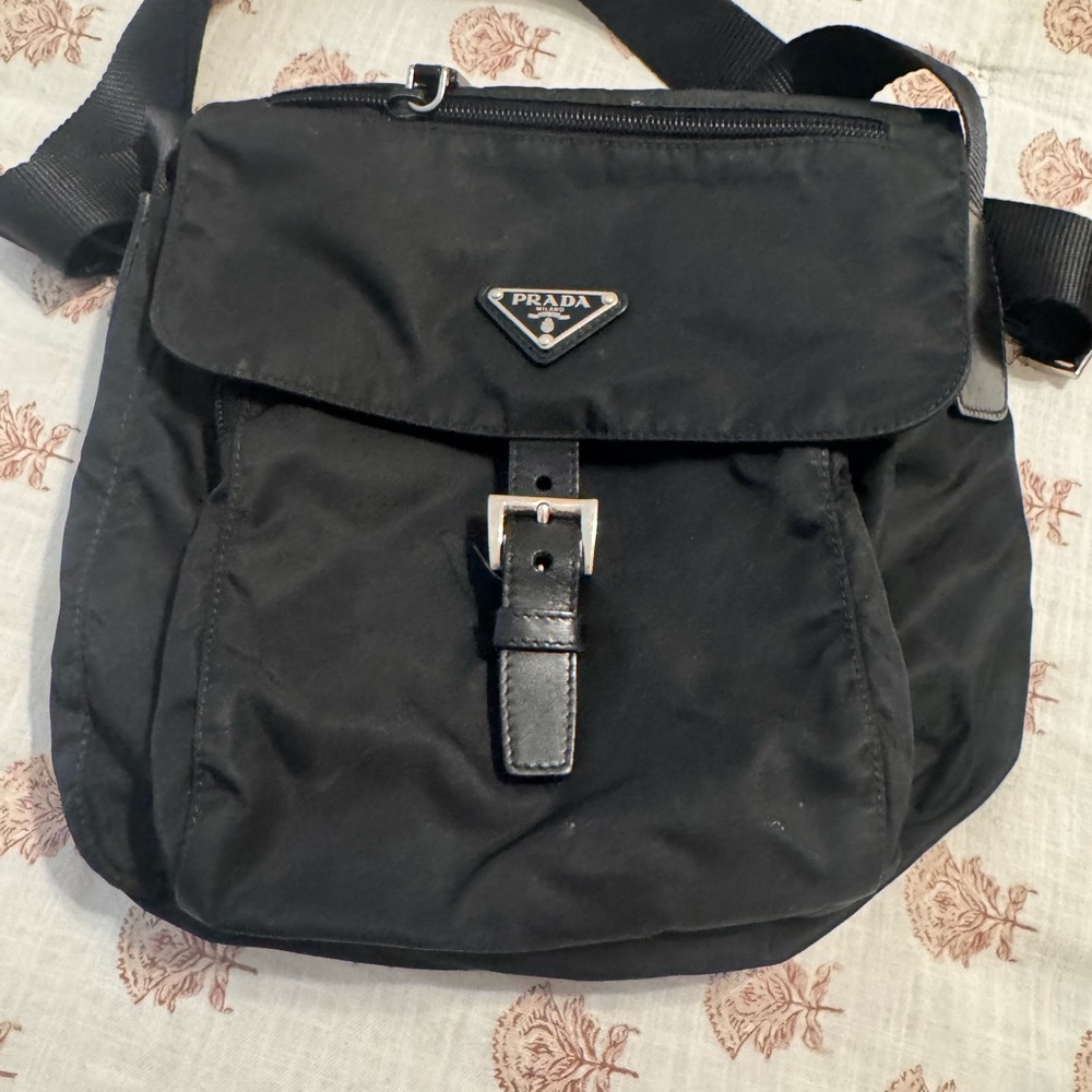 Prada Black Messenger Bag with Adjustable Strap
